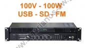  Μικροφωνικός ενισχυτής 100V με ισχύ 100W διαθέτει δέκτη FM και θύρα για σύνδεση Flash USB και SD MPA-100QUF 