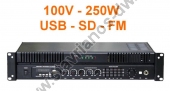  Μικροφωνικός ενισχυτής 100V με ισχύ 250W διαθέτει δέκτη FM και θύρα για σύνδεση Flash USB και SD MPA-500QUF 