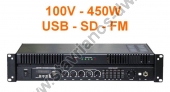  Μικροφωνικός ενισχυτής 100V με ισχύ 450W διαθέτει δέκτη FM και θύρα για σύνδεση Flash USB και SD MPA-900QUF 