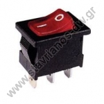    (Rocker) mini   ON-OFF 3  250V / 6A max RL3-111-LAMP-220V 