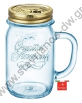  Μπουκάλι (γαλάζιο) με χερούλι Quattro και καπάκι για κοκτέιλ με χωρητικότητα 415 ml και διαστάσεις Φ7.7 x 13.6cm BORMIOLI-42.5 