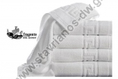  Πετσέτα προσώπου λευκή με σχέδιο Μαίανδρος και διαστάσεις 50 x 100cm απο βαμβάκι μονόκλωνη DW-480PG/50X100 