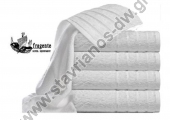  Πετσέτα χεριών λευκή με ρίγες και διαστάσεις 30 x 50cm απο βαμβάκι μονόκλωνη DW-550/30X50 