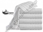  Πετσέτα προσώπου λευκή με ρίγες στις ακρες και διαστάσεις 50 x 100cm απο βαμβάκι μονόκλωνη DW-550PN/50X100 