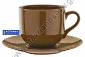  Κεραμική κούπα με πιατάκι χωρητικότητας 500cc και χρώμα καφέ DW-02149 