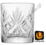  Γυάλινο ποτήρι σκαλιστό χαμηλό για Ουίσκι με χωρητικότητα 30.5cl και διαστάσεις Φ8.1 x 9.2 cm DW-29602 