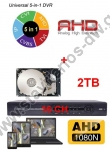  AHD DVR Καταγραφικό με Δίσκο 2TB υβριδικό 5IN1 (ANALOG / AHD / IP / CVI / TVI) 16 καναλιών με υποστηριζόμενη ανάλυση 1080N AHR-2316NH + 2TB 