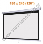  Πανί-Οθόνη προβολής χειροκίνητη για projectors 180 x 240 cm (120") 4:3 και gain 1.1 MNS-120/4:3 