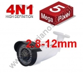  AHD Υβριδική Κάμερα Bullet AHD / CVI / TVI / CVBS 4 τεχνολογίες σε 1 κάμερα με φακό 2.8 -12mm και ανάλυση 5MP DW-500/4 