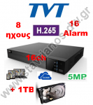  TVT TD-2716NE-HC + 1TB  H.265  5-  16  (,IP, TVI,CVI  AHD) 8  & 16   