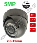    DOME  4  AHD / CVI / TVI /CVBS   5MP   Varifocal 2.8 - 12mm DW-38971 