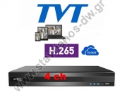 TVT TD-2004NS-HL H.265/H.264 5-υβριδικό καταγραφικό 4 καμερών (αναλογικών, IP, TVI,CVI και AHD) και 1 ήχου με ελληνικό μενού 