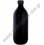  Γυάλινη φιάλη μαύρη με χωρητικότητα 1000ml και μαύρο καπάκι DW-40823 