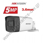  HIKVISION DS-2CE17H0T-IT3F(C) Κάμερα Bullet 5MP με φακό 3.6mm και IR40m 