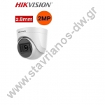  HIKVISION DS-2CE76D0T-ITPFS Κάμερα Dome 2MP με φακό 2.8mm και ενσωματωμένο μικρόφωνο και Γωνία θέασης 106° 