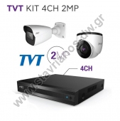  TVT KIT 4CH 2MP  2  DOME (1) + BULLET (1) + DVR 4CH   2MP   2.8mm 