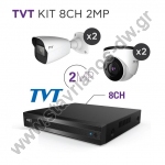  TVT KIT 8CH 2MP  4  DOME (2) + BULLET (2) + DVR 8CH   2MP   2.8mm 