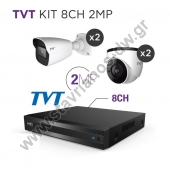  TVT KIT 8CH 2MP  4  DOME (2) + BULLET (2) + DVR 8CH   2MP   2.8mm 