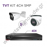  TVT KIT 4CH 5MP  2  DOME (1) + BULLET (1) + DVR 4CH   5MP   3.6mm 