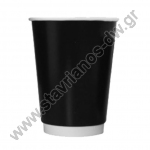  Χάρτινο Ποτήρι ζεστών και κρύων διπλού τοιχώματος και χωρητικότητα 12oz σε μαύρο χρώμα DW-43790 