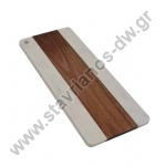  Μαρμάρινο πλατό σερβιρίσματος με διάσταση 16 x 35cm και συνδιασμό Λευκό μάρμαρο/ξύλο DW-44652 