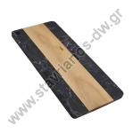 Μαρμάρινο πλατό σερβιρίσματος με διάσταση 16 x 35cm και συνδιασμό μαύρο μάρμαρο/ξύλο DW-44699 