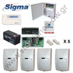  SIGMA Συναγερμός Σπιτιού-Καταστήματος Πλήρες (Σετ) πακέτο οικονομικό συναγερμού με τηλεφωνητή κέντρο και πληκτρολόγιο της SIGMA_ALARM_18 