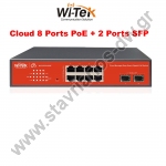  WI-TEK - WI-PCES310GF Cloud Managed switch με 8 θύρες PoE 1000Μbps με 2 θύρες SFP 1000Mbps απομακρυσμένη διαχείριση μέσω κινητού 