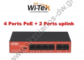  WI-TEK - WI-PS205H V2 Switch με 4 θύρες PoE (250 μέτρα) και 2 θύρες uplink με λειτουργία VLAN και τροφοδοσία 40W 