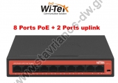  WI-TEK - WI-PS210H Switch με 8 θύρες PoE (250 μέτρα) και 2 θύρες uplink με λειτουργία VLAN και τροφοδοσία 65W 