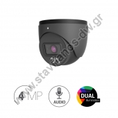  TVT TD-9544S4L-C GREY IP Κάμερα γκρι Dome Dual Illumination 4.0MP με φακό 2,8mm και ήχο 