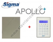  APOLLO-PLUS + APOLLO-PLUS/KP Σέτ κεντρικής μονάδας συναγερμού 8 / 32 ζωνών (με διπλασιασμό) με πληκτρολόγιο αφής LCD της SIGMA 