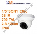  Κάμερα Dome με αισθητήριο SONY 1/3" Effio-E με ανάλυση 700TVL και φακό Varifocal 2.8 - 12mm EN-DBJ30-70A 