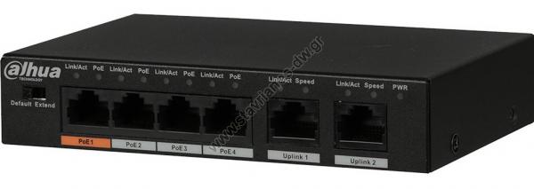  DAHUA PFS3006-4ET-60-V2 Switch  4  PoE  2  uplink (Unmanaged) 