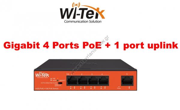  WI-TEK - WI-PS305GH Gigabit Switch  4  PoE (250 )  1  uplink   VLAN   45W 