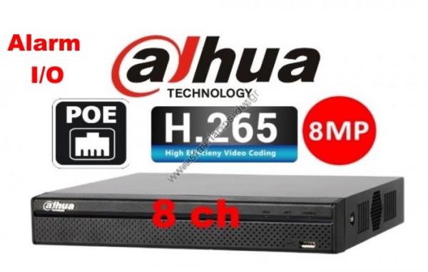  DAHUA NVR4208-8P-4KS3 NVR 8  .265   8MP  8  PoE & Alarm I/O 
