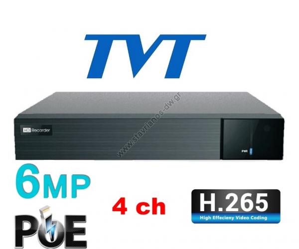  TVT NVR TD-3004H1-4P-B1-B H.265    IP 4    6MP  4  PoE 