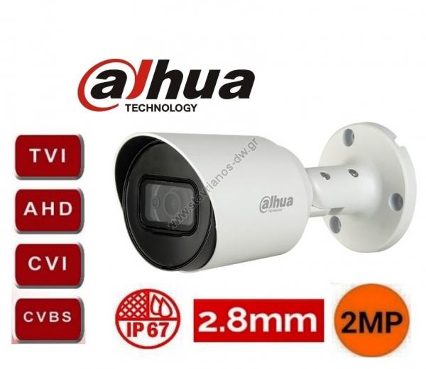  DAHUA HAC-HFW1200T-0280B  Bullet   2MP   2.8mm CVI/TVI/AHD/CVBS 