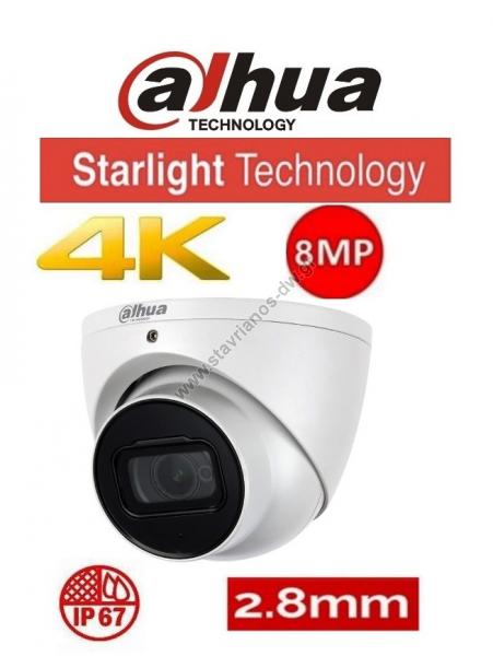  DAHUA HAC-HDW2802T-A-0280B Starlight 4K Dome     2.8mm   8MP    