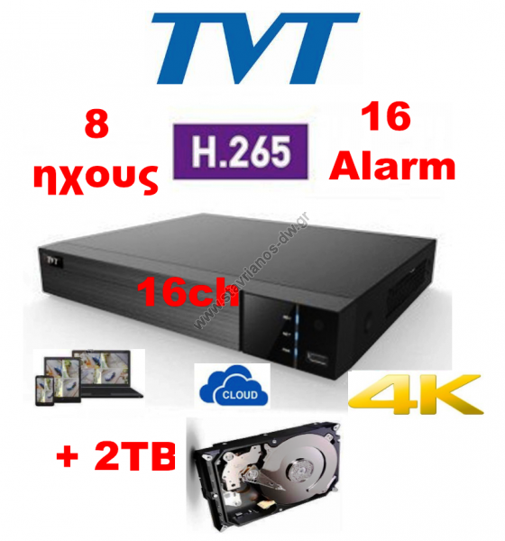  TVT TD-2716TE-HP 4K + 2TB DVR 4K H.265  5-  16  8   16   