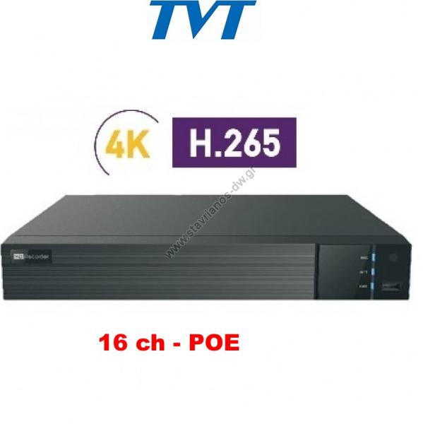  TVT NVR TD-3116H2-16P-B2-B H.265    IP 4/8MP 16   16  PoE 