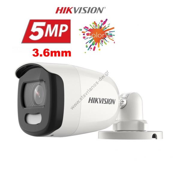  HIKVISION DS-2CE10HFT-F  Mini Bullet ColorVu 5MP   3.6mm     20m 