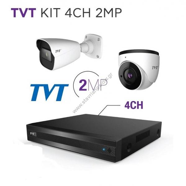  TVT KIT 4CH 2MP  2  DOME (1) + BULLET (1) + DVR 4CH   2MP   2.8mm 