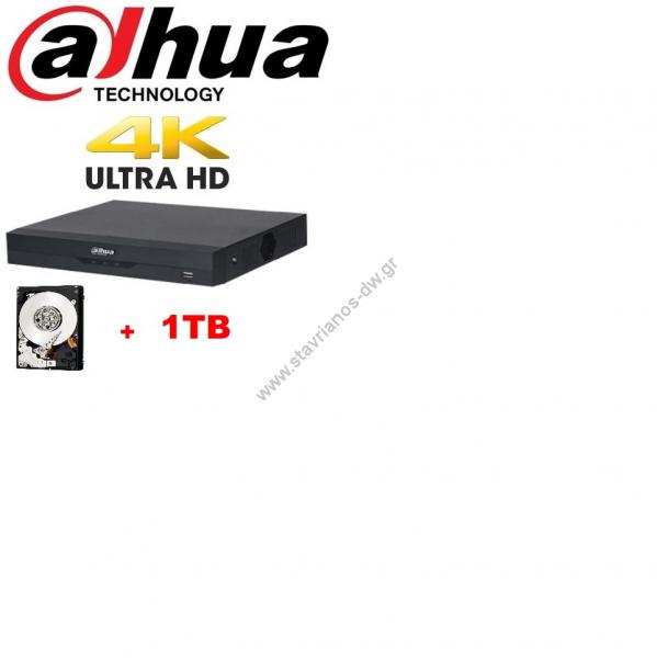  DAHUA XVR5104HE-4KL-I3 + 1TB DVR 4  H.265   8MP   1TB 