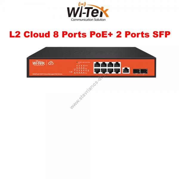  WI-TEK - WI-PCMS310GF L2 Cloud managed PoE switch 8  PoE 1000bps  2  SFP 1000Mbps     