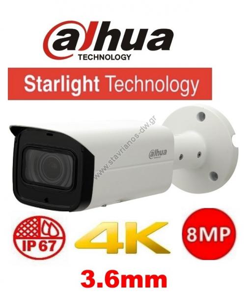  DAHUA HAC-HFW2802T-A-I8 Starlight 4K  Bullet   8MP   3.6mm    
